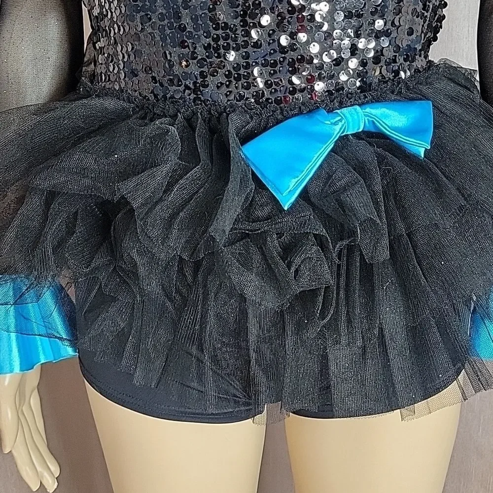 - WEISSMAN Black and Blue Sequined Dance Costume‎ Large Child's